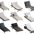 Various Modern Lounge Chairs With Different Colors And Material Frame Styles 3d model