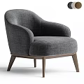 Gray Fabric Upholstered Accent Chair With Wooden Legs And Comfortable Armrests