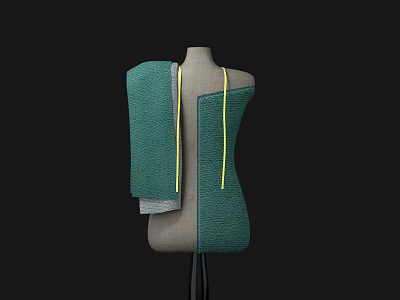 Fashion Mannequin Wearing Stylish Green Garment With Yellow Accent Lines 3d model