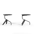 Two Modern Black Side Tables With Round Top And Geometric Support Legs 3d model
