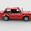 Red Building Block Car With Detailed Exterior And Classic Design
