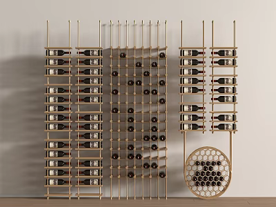 Modern Metal Wine Rack With Multi-tiered Storage And Circular Grid Design 3d model