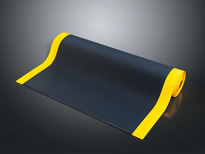 Black Mat With Yellow Edges Non Slip For Home Kitchen Bathroom Use 3d model