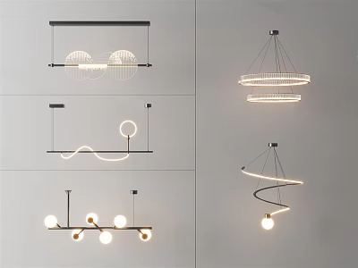Modern Chandelier Designs With Circular And Spiral Shapes For Contemporary Home Decor 3d model