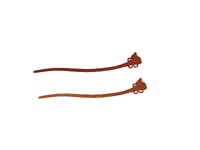 Elegant Brown Hairpins With Butterfly Design Women Fashion Jewelry Accessory Piece 3d model