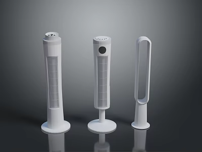 Modern White Computer Cooling Fans with Three Different Vertical Structures and Designs 3d model