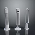 Modern White Computer Cooling Fans with Three Different Vertical Structures and Designs 3d model