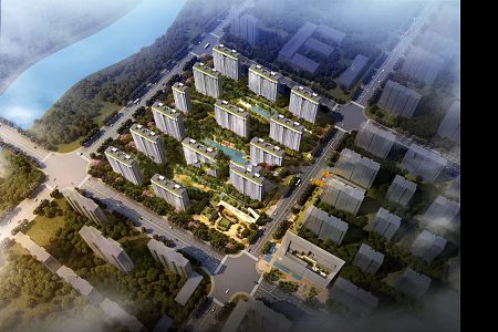 modern residential area 3d model