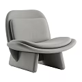 Modern Grey Upholstered Single Chair With Curved Back And Unique Leg Design