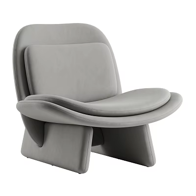 Modern Grey Upholstered Single Chair With Curved Back And Unique Leg Design 3d model
