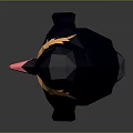 Decorative Origami Penguin With Dark Blue Body White Belly Pink Beak Feet And Yellow Crest