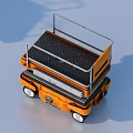 Orange Mobile Scissor Lift Platform With Hydraulic Lifting System And Guardrail
