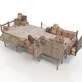 Modern Wooden Platform Setup With Stacked Crates And Wooden Railings