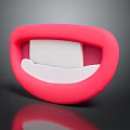 Pink Lip Shaped Medical Device Featuring White Inner Dental Structure Design 3d model