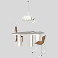 White Round Dining Table With Brown Chairs And White Pendant Light In Modern Minimalist Design