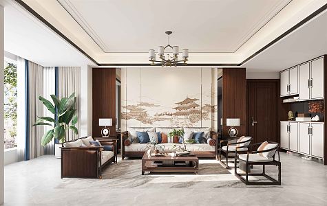 New Chinese Living Room 3d model