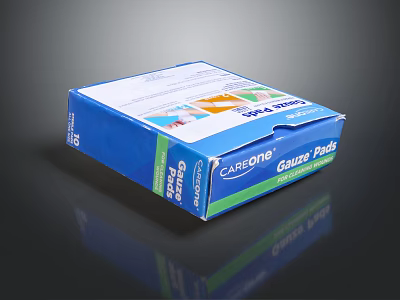 Carsons Blue Box Packaging For Gauze Pads With Product Label And Design Details 3d model