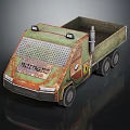 Vintage Style Toy Truck With Bridges Lettering Green And Brown Color Grille Design Black Wheels