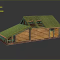 Wooden Cabin Exterior Architecture With Red Tiled Roof And Sloped Design