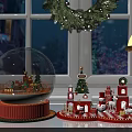 Festive Christmas Tabletop Decorations With Snow Globe Small Houses And Tree