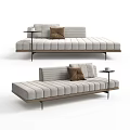 Modern Light Gray Chaise Lounge With Tufted Design And Brown Cushion