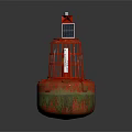 Marine Red Buoy Equipped With Solar Panel And Small House On Top