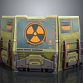 Green Radioactive Storage Container With Warning Symbols Metal Panels And Handles