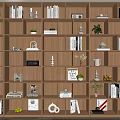 Modern Wooden Bookshelf With Organized Multiple Compartments Books Decorative Items And Plants