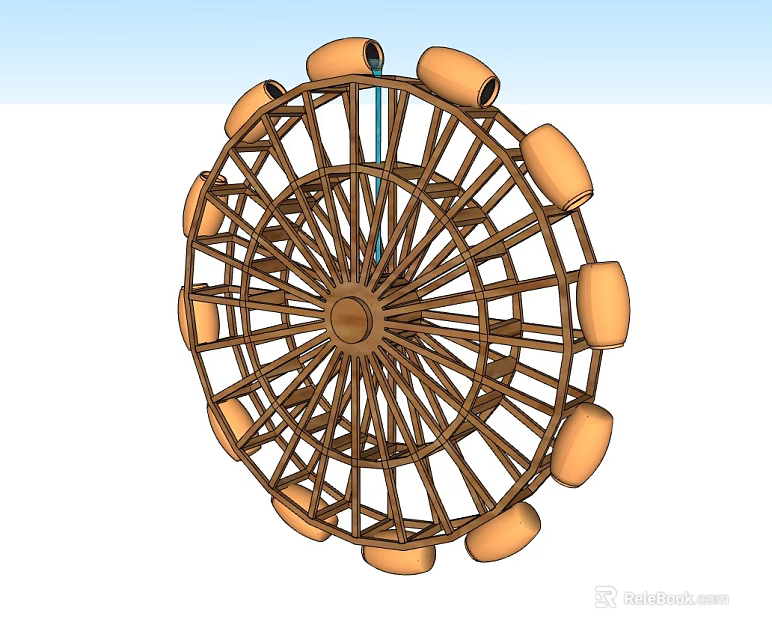 Wooden Ferris Wheel Garden Ornament With Decorative Seats For Outdoor Decoration 3d model 