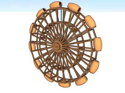 Wooden Ferris Wheel Garden Ornament With Decorative Seats For Outdoor Decoration 3d model