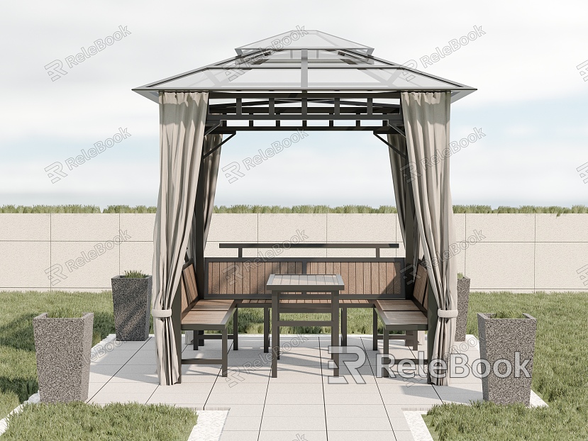 pavilion pavilion leisure outdoor seat villa courtyard pavilion flower pool railing rest space model