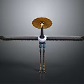 Bird Shaped Decorative Figurine Set With Straw Hat Spread Wings And Long Legs