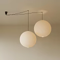 Two White Paper Pendant Lights Modern Minimalist Design Hanging From Ceiling 3d model