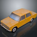 Yellow Vintage Classic Car With Worn Exterior Retro Design And Old Fashioned Body
