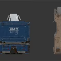 Industrial Scene Components With Blue Storage Crates Metal Frames And Equipment Parts