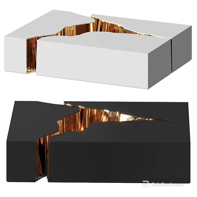 Modern White And Black Coffee Tables With Gold Accents And Contemporary Design 3d model 
