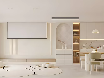 Modern Cream Guest Restaurant Cream Wind Guest Restaurant Hobby Guest Restaurant Cream Wind Sofa Coffee Table Cream Wind TV Backwall Cream Wind Restaurant 3d model