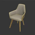 Modern Accent Chair With Light Fabric Upholstery And Wooden Legs Design
