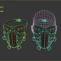 Red Leather Fashion Masks With Metal Studs And Black Straps Design