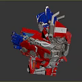 Optimus Prime Action Figure With Red Blue Silver Mechanical Details And Armor Design