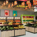 Vibrant Fruit Store With Fresh Watermelon Strawberry Lemon And Organized Wooden Shelves