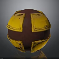 Vintage Decorative Sphere With Red Base And Yellow Cross Panels Design