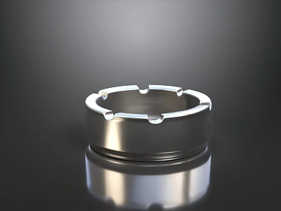 Modern Sleek Silver Metal Ashtray With Cigarette Holder Grooves And Reflective Surface 3d model