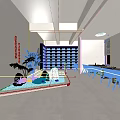 Modern Teahouse Interior With Plants Water Rocks And Wooden Furniture