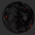 Cosmic Space Exploration Of Mysterious Planet With Red Glowing Surface Cracks