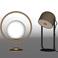 Two Modern Table Lamps Featuring Circular Frame And Tilted Lampshade Design