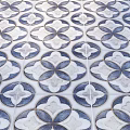Patterned Tile Floor With Circular Star Shaped Designs And White Blue Color Tones 3d model