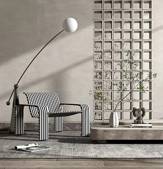 Modern armchair single chair coffee table combination 3d model
