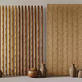 Log Pillar Homestay Partition Railing Fence 3d model
