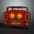 Vintage Red Cartoon Speaker With Eye Shaped Design And Portable Handle